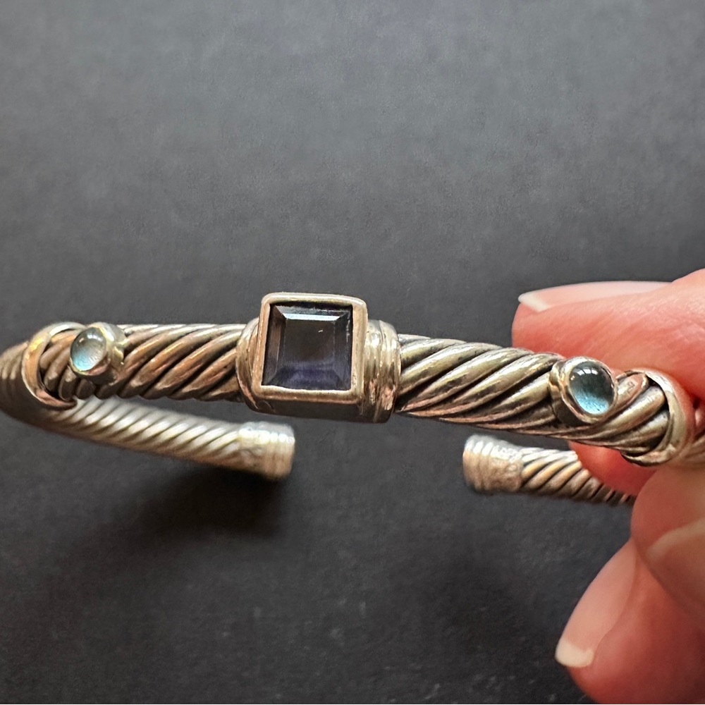 David Yurman Iolite and blue topaz Renaissance Station bracelet